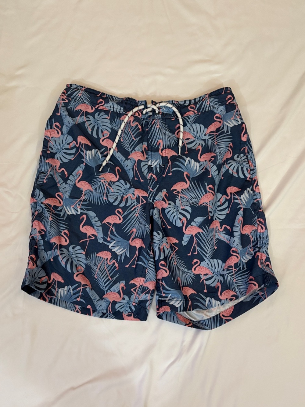 Goodfellow & Co Navy Swim Shorts with Pink Flamingo Print